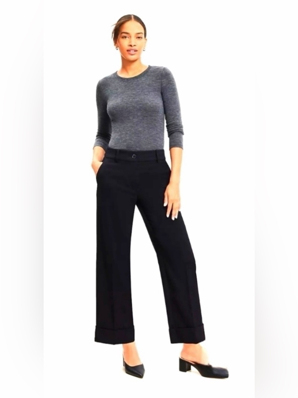 LOFT Black Marisa Cuffed Pants